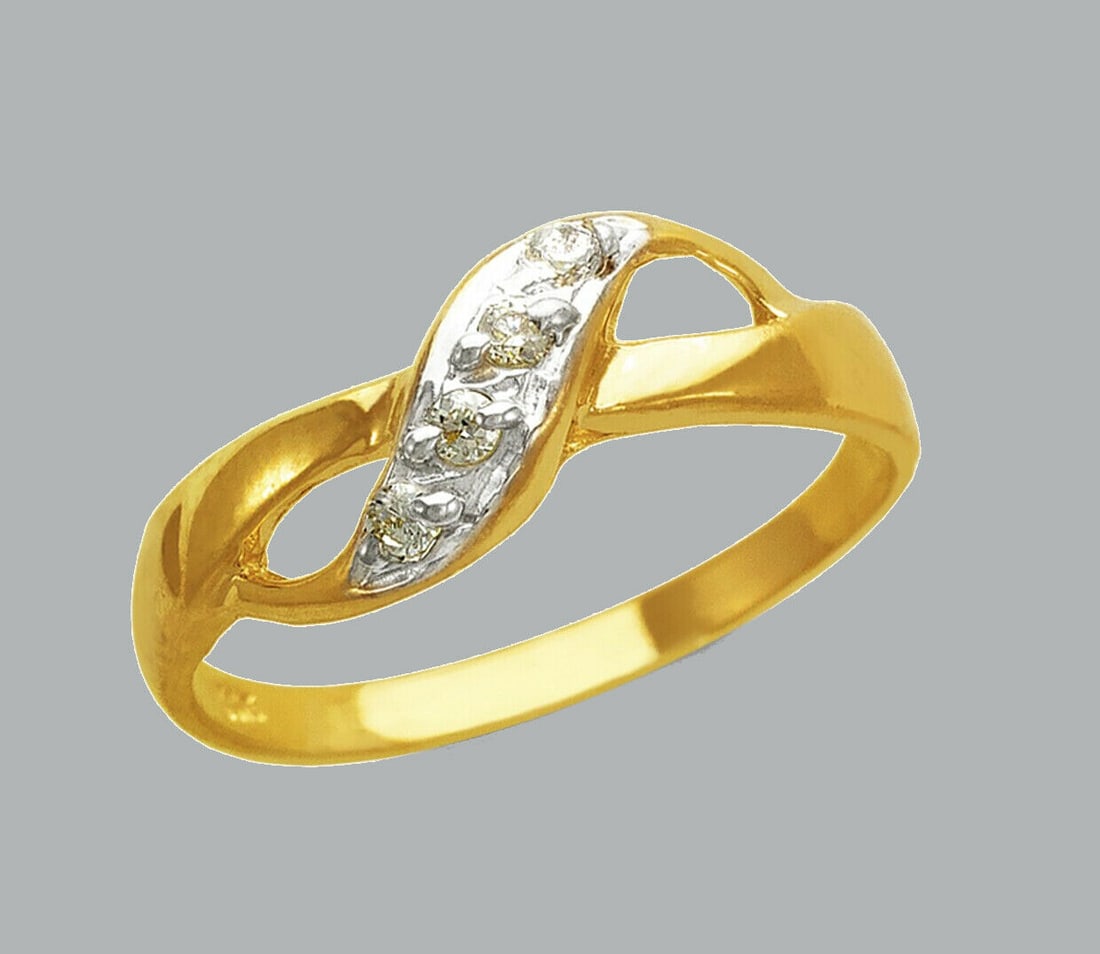 NEW 14K TWO TONE GOLD LADIES FANCY CZ RING (1 of 1)