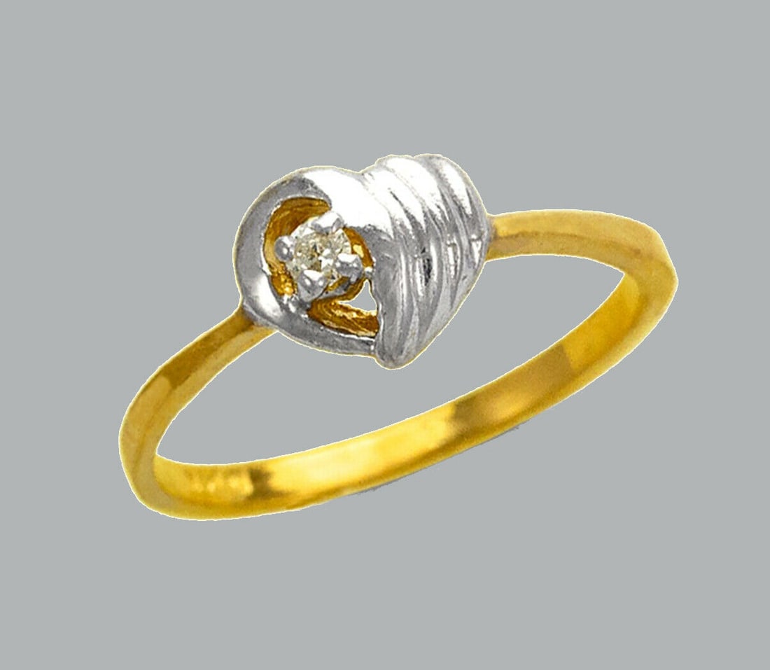 NEW 14K TWO TONE GOLD LADIES FANCY CZ RING HEART (1 of 1)