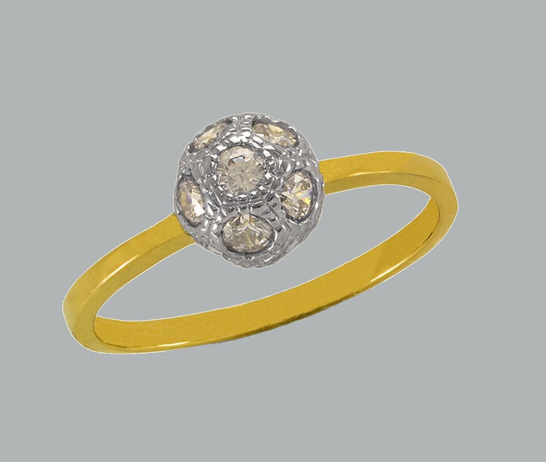 NEW 14K TWO TONE GOLD LADIES FANCY CZ RING (1 of 1)