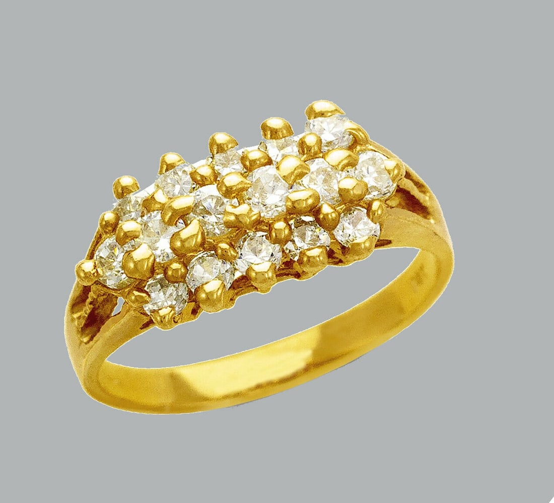 NEW 14K YELLOW GOLD LADIES FANCY CZ COCKTAIL RING (1 of 1)