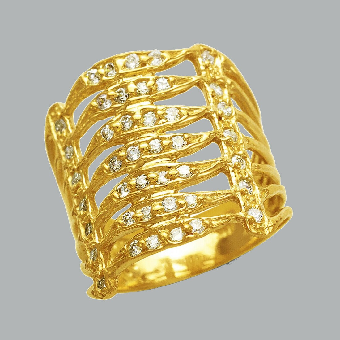 14K YELLOW GOLD LADIES FANCY CZ COCKTAIL RING 7 STACK (1 of 1)