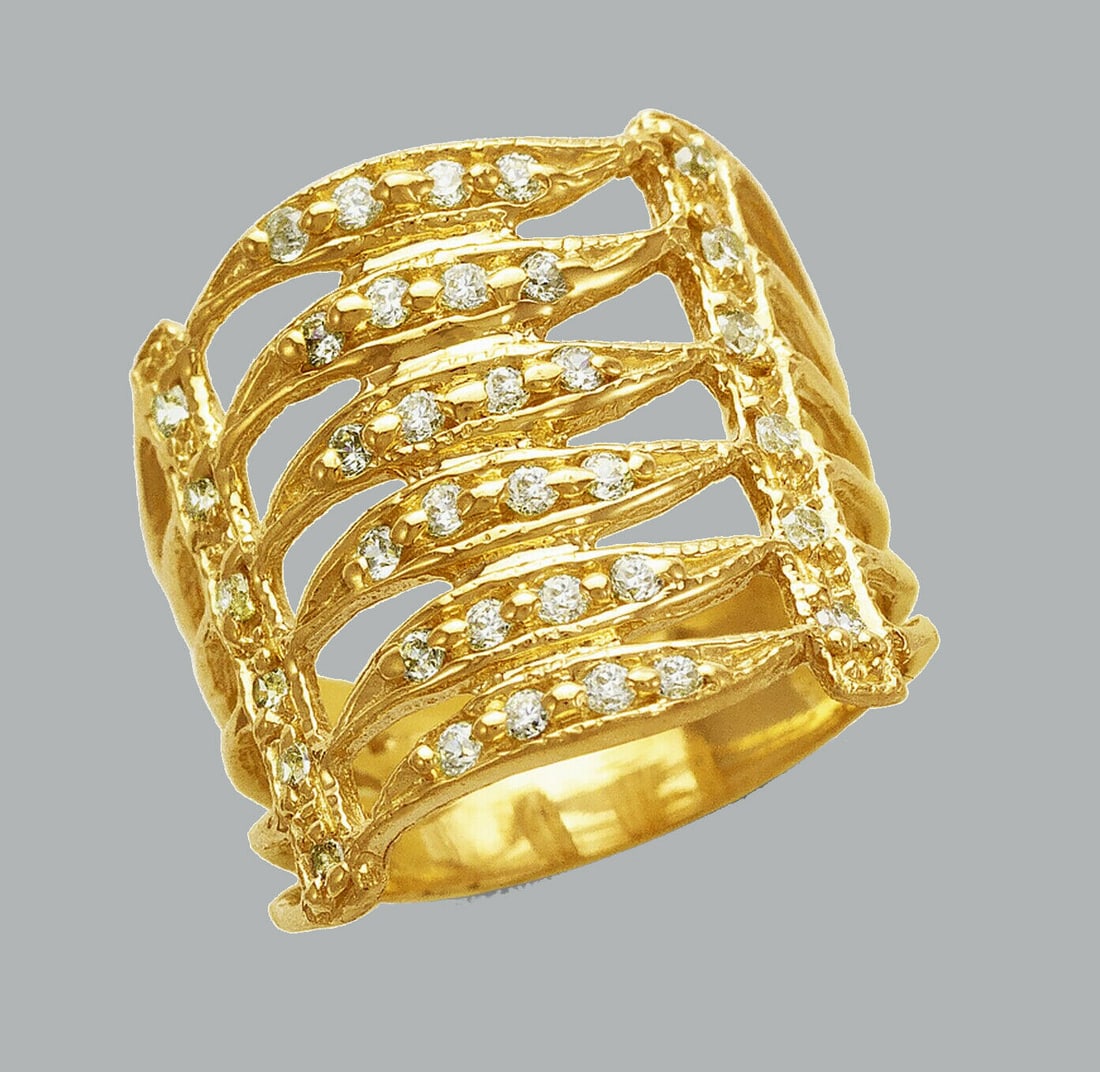 14K YELLOW GOLD LADIES FANCY CZ COCKTAIL RING 6 STACK (1 of 1)