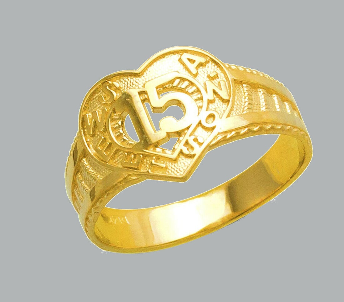 14K YELLOW GOLD LADIES FANCY RING SWEET 15 ANOS HEART (1 of 1)