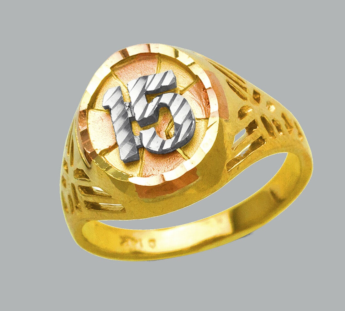 NEW 14K TRI COLOR GOLD LADIES FANCY RING 15 ANOS (1 of 1)