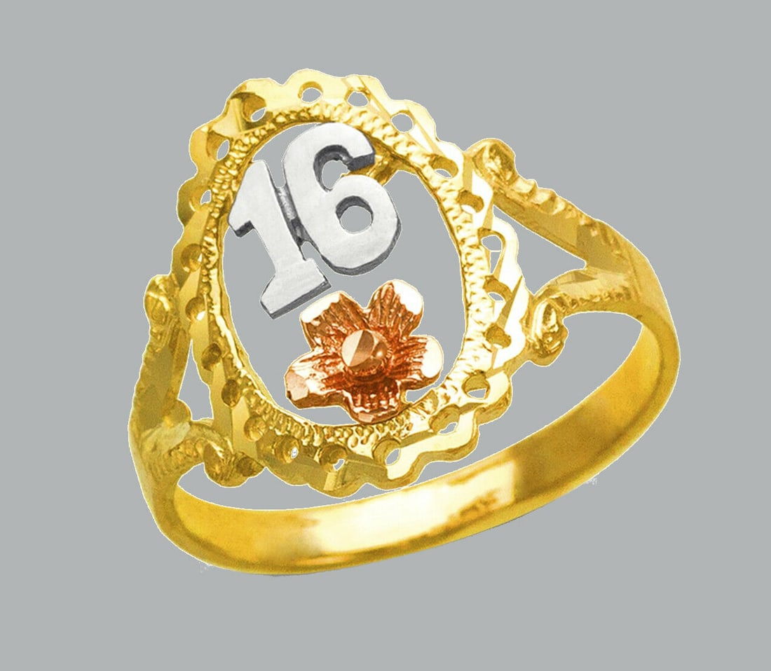 NEW 14K TRI COLOR GOLD LADIES FANCY RING SWEET 16: NEW 14K TRI COLOR GOLD RING New 14K Tri color solid gold ring Ring size 7 Measures 16mm wide in front Polished Finish Apx Weight: 2.4g