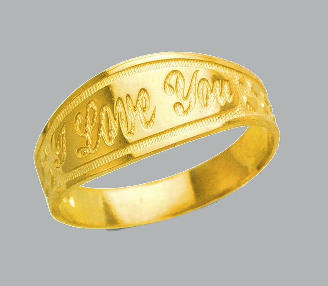 NEW 14K YELLOW GOLD LADIES FANCY RING I LOVE YOU (1 of 1)