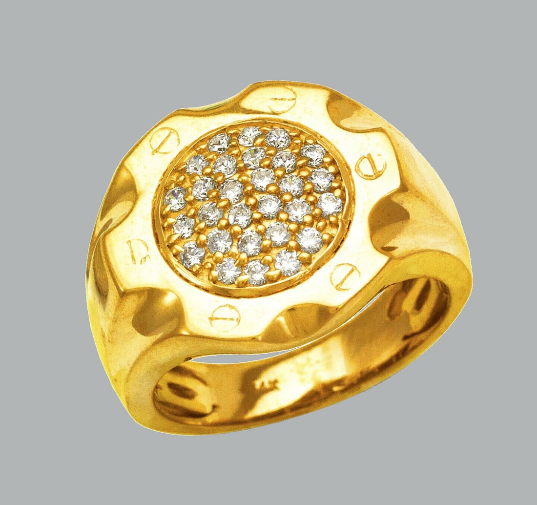 NEW 14K SOLID YELLOW GOLD MEN'S CZ CLUSTER RING: NEW 14K YELLOW GOLD CZ RING New 14K Yellow solid gold ring Ring size 10 Measures 18mm wide in front Cubic Zirconia Polished Finish Apx Weight: 11.3g