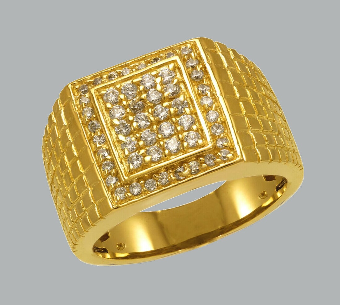 NEW 14K SOLID YELLOW GOLD MENS CZ CLUSTER RING (1 of 1)