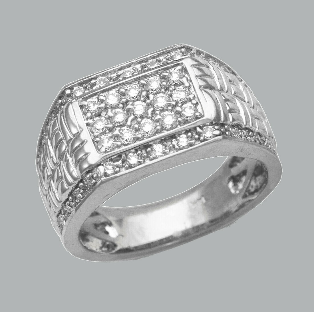 NEW 14K SOLID WHITE GOLD MENS CZ CLUSTER RING (1 of 1)