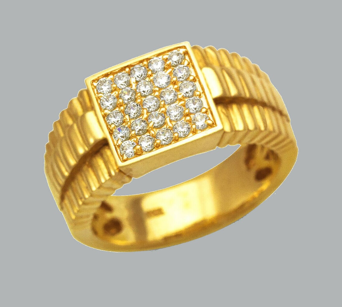 NEW 14K SOLID YELLOW GOLD MENS CZ CLUSTER RING (1 of 1)