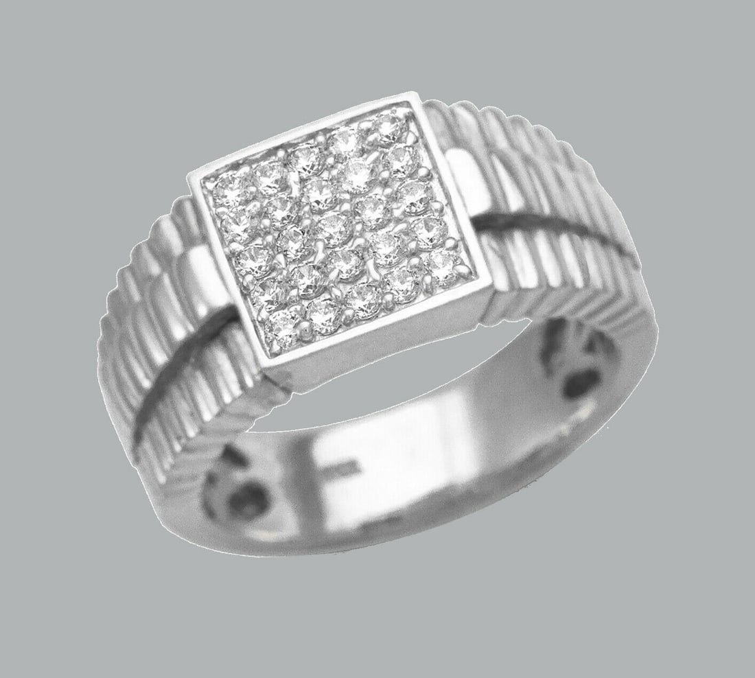 NEW 14K SOLID WHITE GOLD MENS CZ CLUSTER RING (1 of 1)