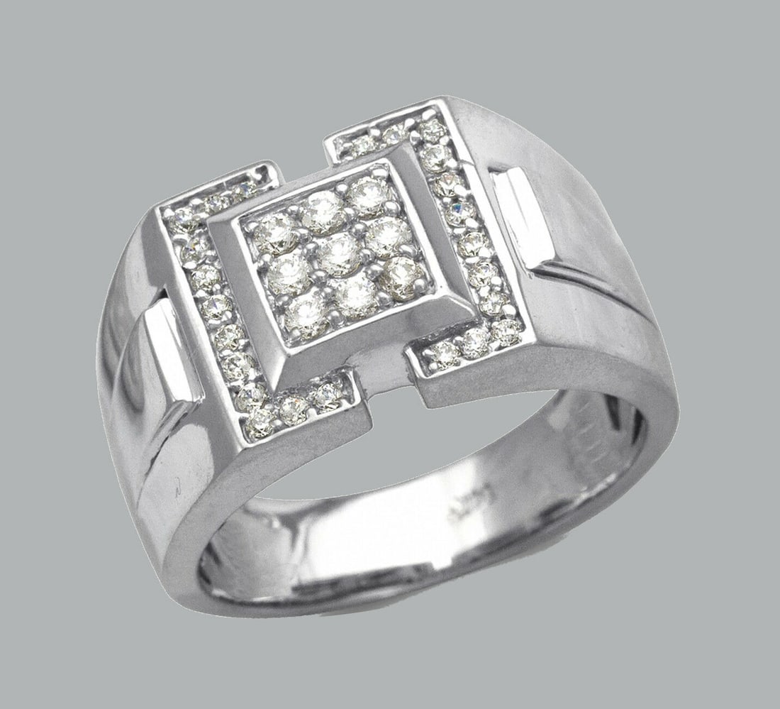 NEW 14K SOLID WHITE GOLD MENS CZ CLUSTER RING (1 of 1)