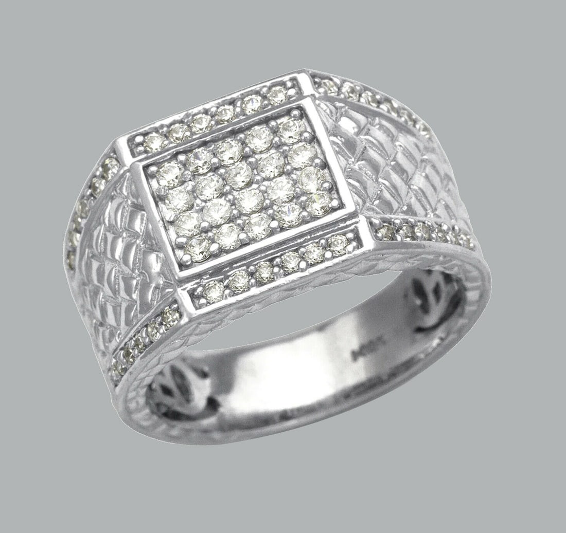 NEW 14K SOLID WHITE GOLD MENS CZ CLUSTER RING (1 of 1)