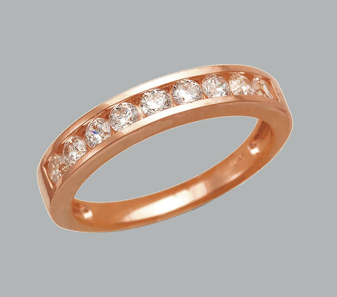 NEW 14K ROSE GOLD LADIES FANCY CZ RING BAND CHANNEL SET (1 of 1)