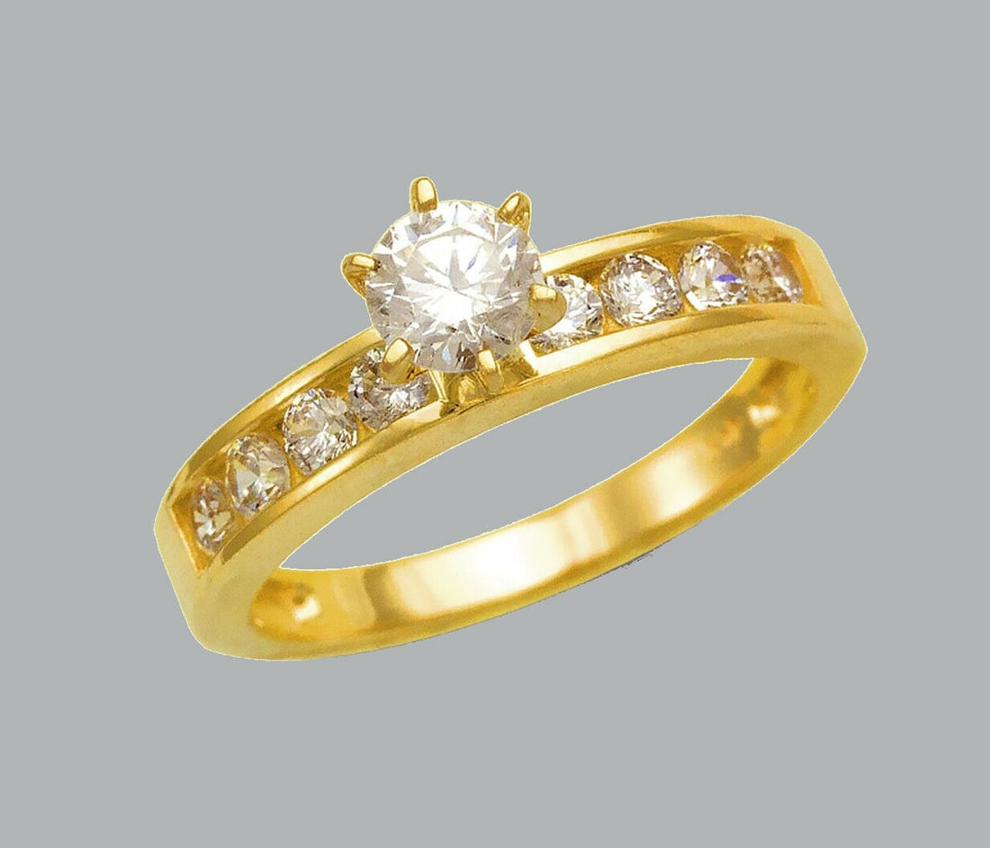 NEW 14K YELLOW GOLD LADIES FANCY ENGAGEMENT RING (1 of 1)