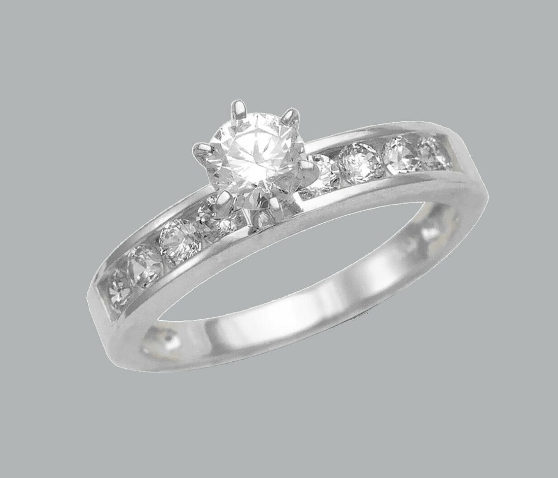 NEW 14K WHITE GOLD LADIES FANCY ENGAGEMENT RING (1 of 1)