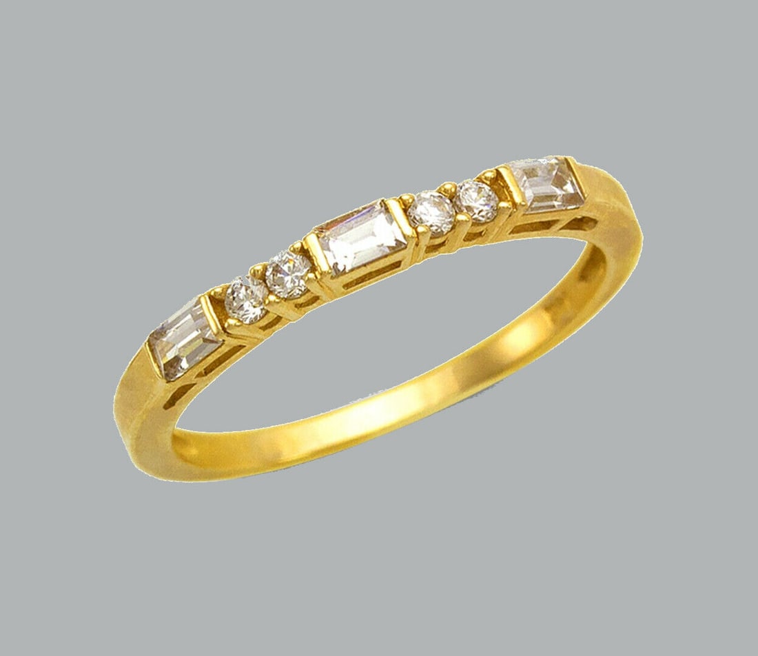 NEW 14K YELLOW GOLD LADIES FANCY CZ RING BAND (1 of 1)