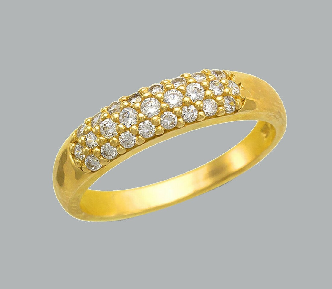 NEW 14K YELLOW GOLD LADIES FANCY CZ RING BAND PAVE (1 of 1)