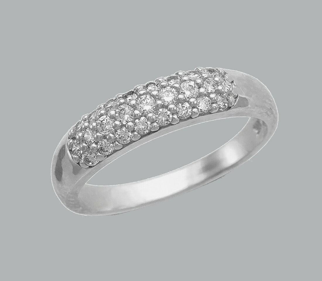 NEW 14K WHITE GOLD LADIES FANCY CZ RING BAND PAVE (1 of 1)