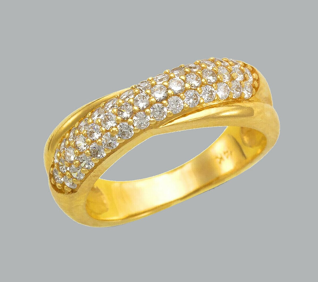 NEW 14K YELLOW GOLD LADIES FANCY CZ RING BAND PAVE SET (1 of 1)
