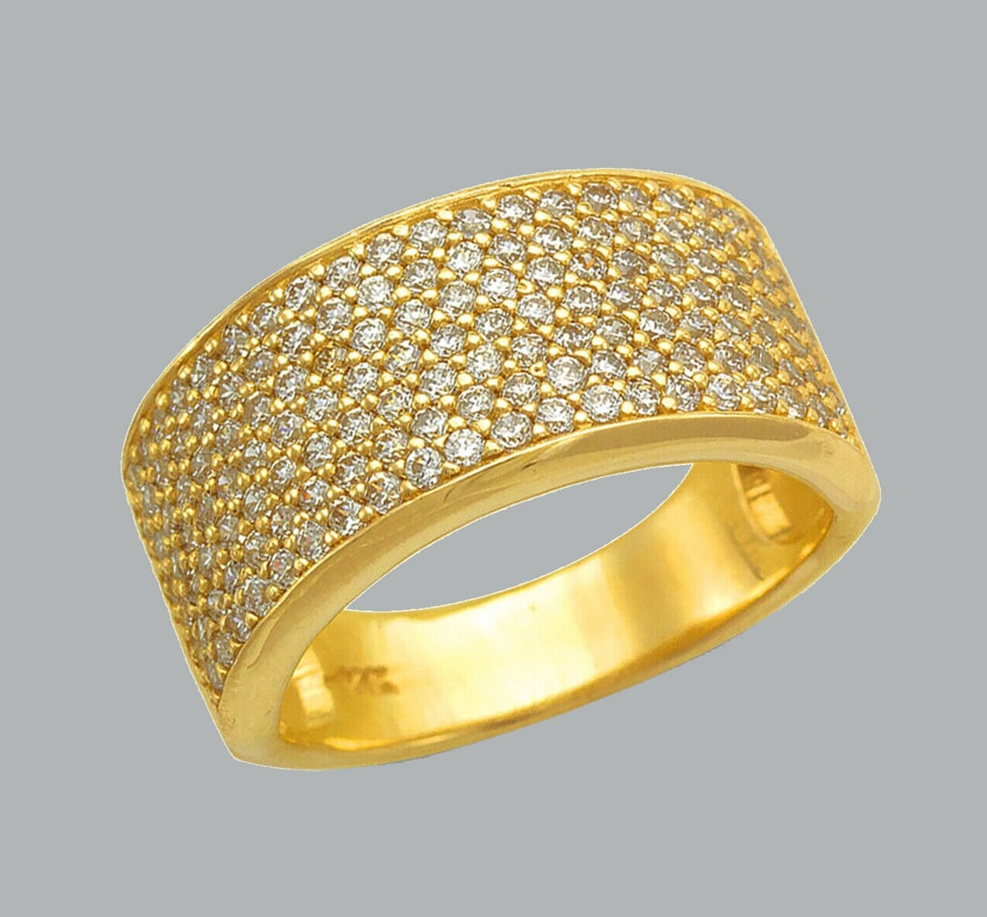 14K YELLOW GOLD LADIES FANCY CZ RING PAVE SET WIDE BAND (1 of 1)