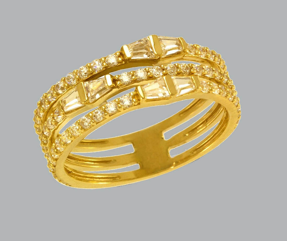 NEW 14K YELLOW GOLD LADIES FANCY CZ RING BAND (1 of 1)