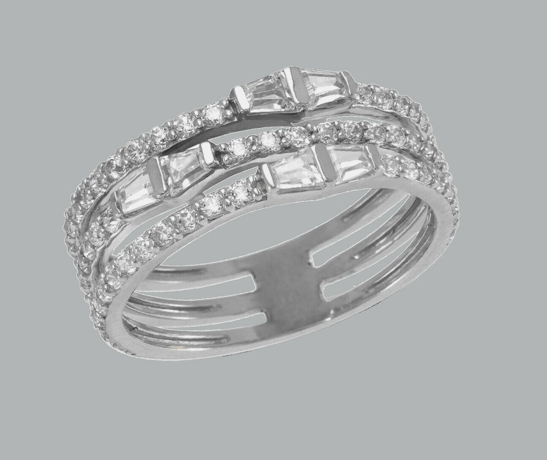 NEW 14K WHITE GOLD LADIES FANCY CZ RING BAND (1 of 1)