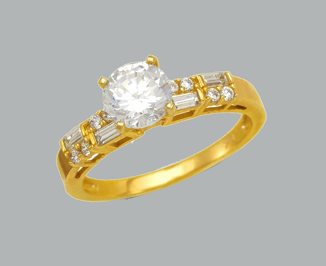 NEW 14K YELLOW GOLD LADIES FANCY ENGAGEMENT RING (1 of 1)
