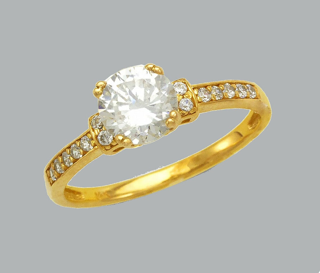 NEW 14K YELLOW GOLD LADIES FANCY ENGAGEMENT RING (1 of 1)