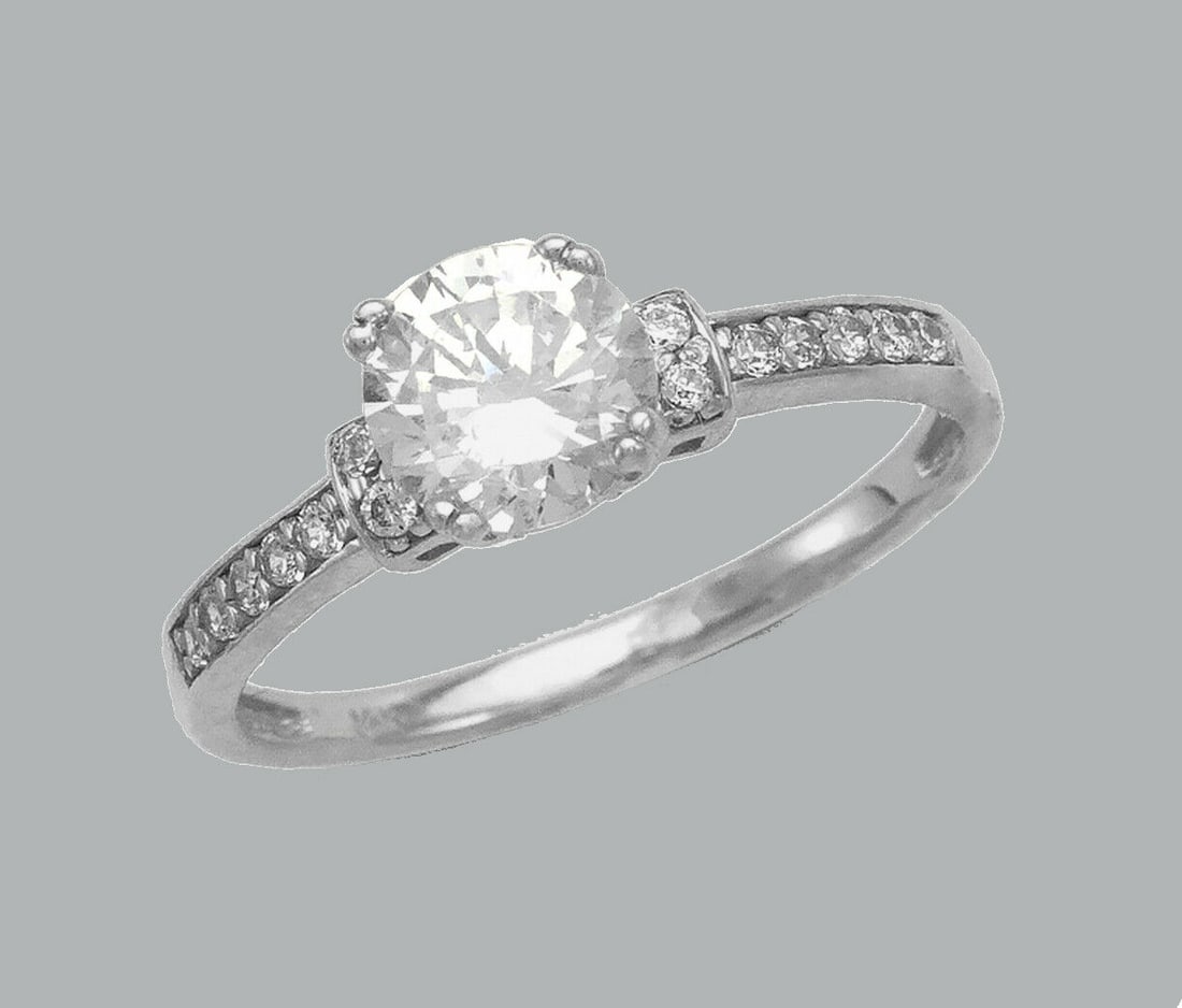 NEW 14K WHITE GOLD LADIES FANCY CZ ENGAGEMENT RING (1 of 1)