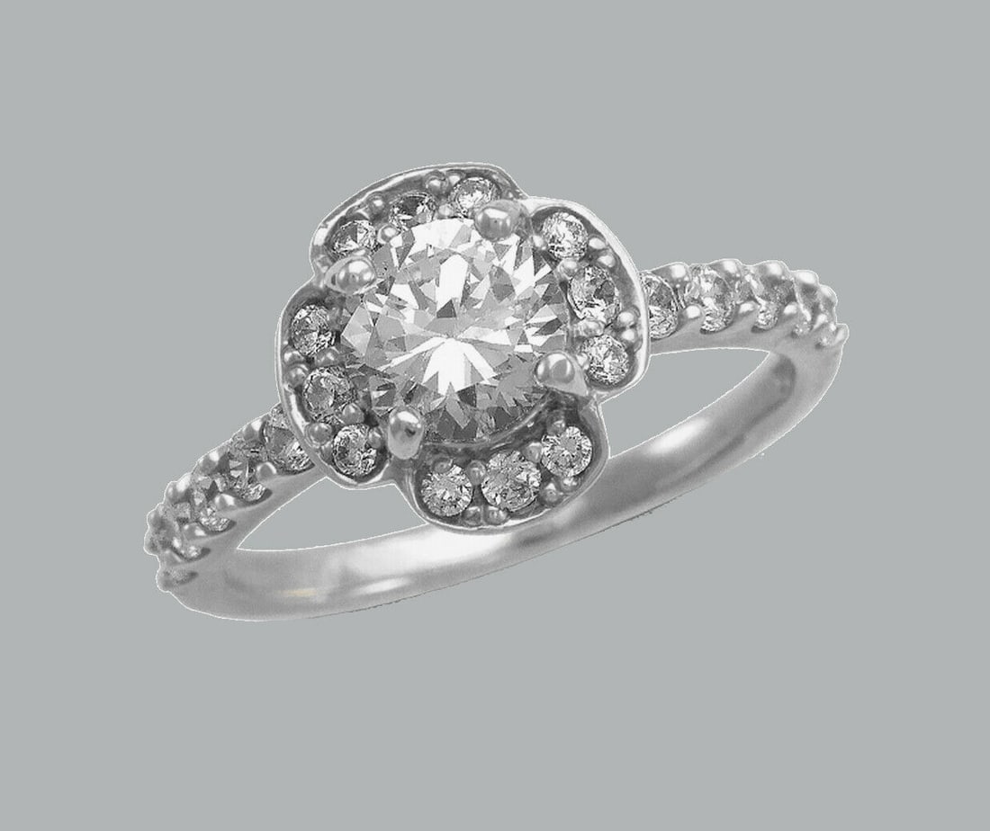 NEW 14K WHITE GOLD LADIES FANCY ENGAGEMENT RING (1 of 1)
