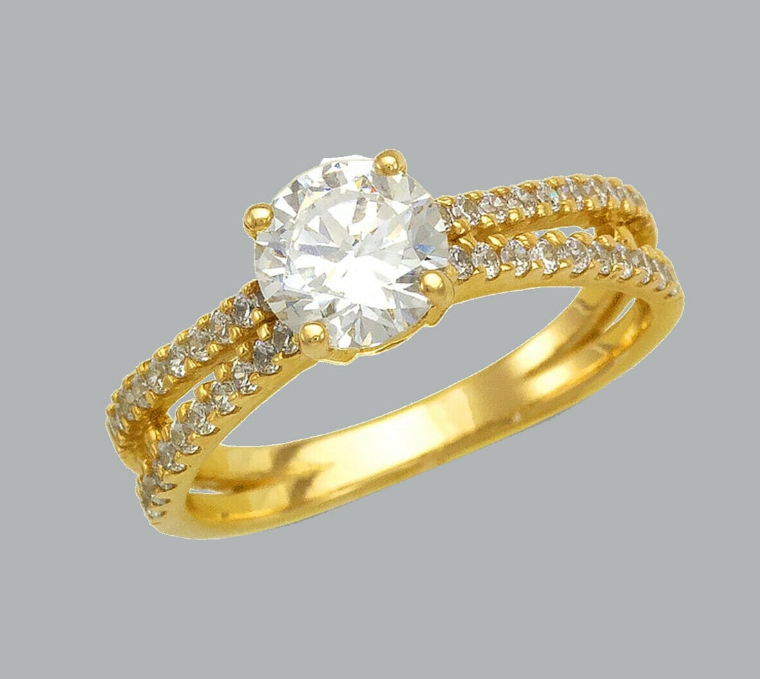 14K YELLOW GOLD LADIES ENGAGEMENT RING SPLIT SHANK (1 of 1)