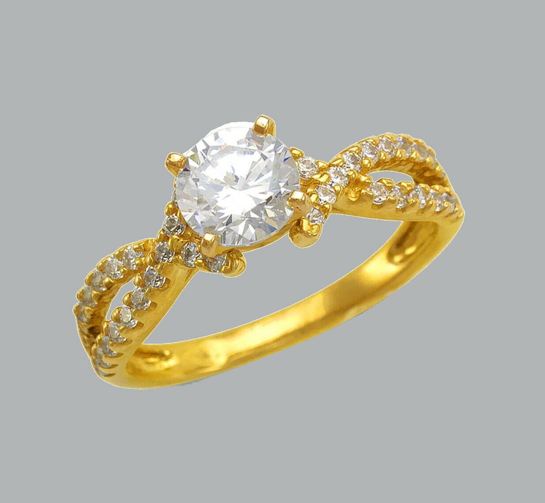 14K YELLOW GOLD LADIES ENGAGEMENT RING SPLIT SHANK (1 of 1)