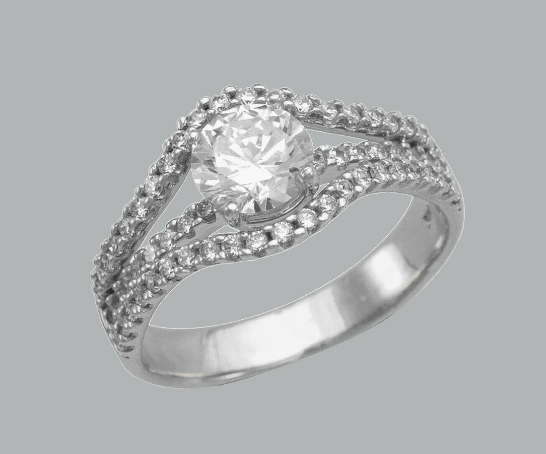 14K WHITE GOLD LADIES FANCY ENGAGEMENT RING SPLIT SHNK (1 of 1)