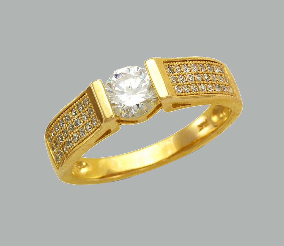 NEW 14K YELLOW GOLD LADIES FANCY ENGAGEMENT RING (1 of 1)