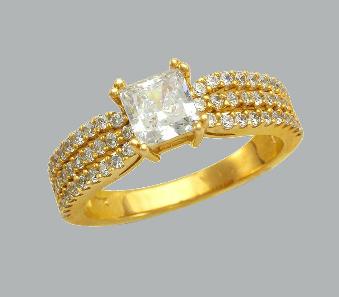 14K YELLOW GOLD LADIES ENGAGEMENT RING PRINCESS CUT (1 of 1)