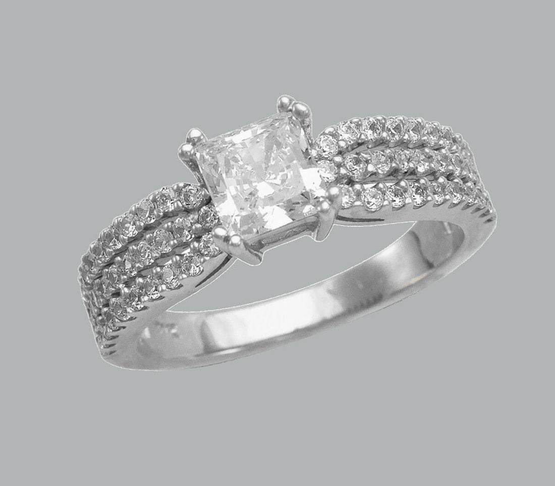 14K WHITE GOLD LADIES ENGAGEMENT RING PRINCESS CUT (1 of 1)
