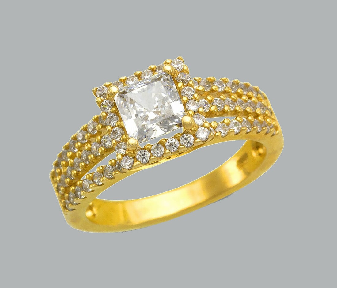 14K YELLOW GOLD LADIES ENGAGEMENT RING PRINCESS CUT (1 of 1)