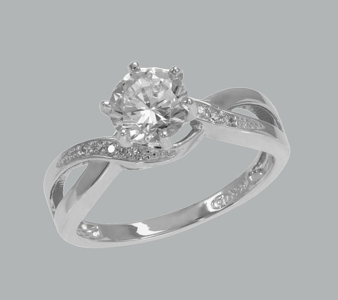NEW 14K WHITE GOLD LADIES FANCY ENGAGEMENT RING (1 of 1)