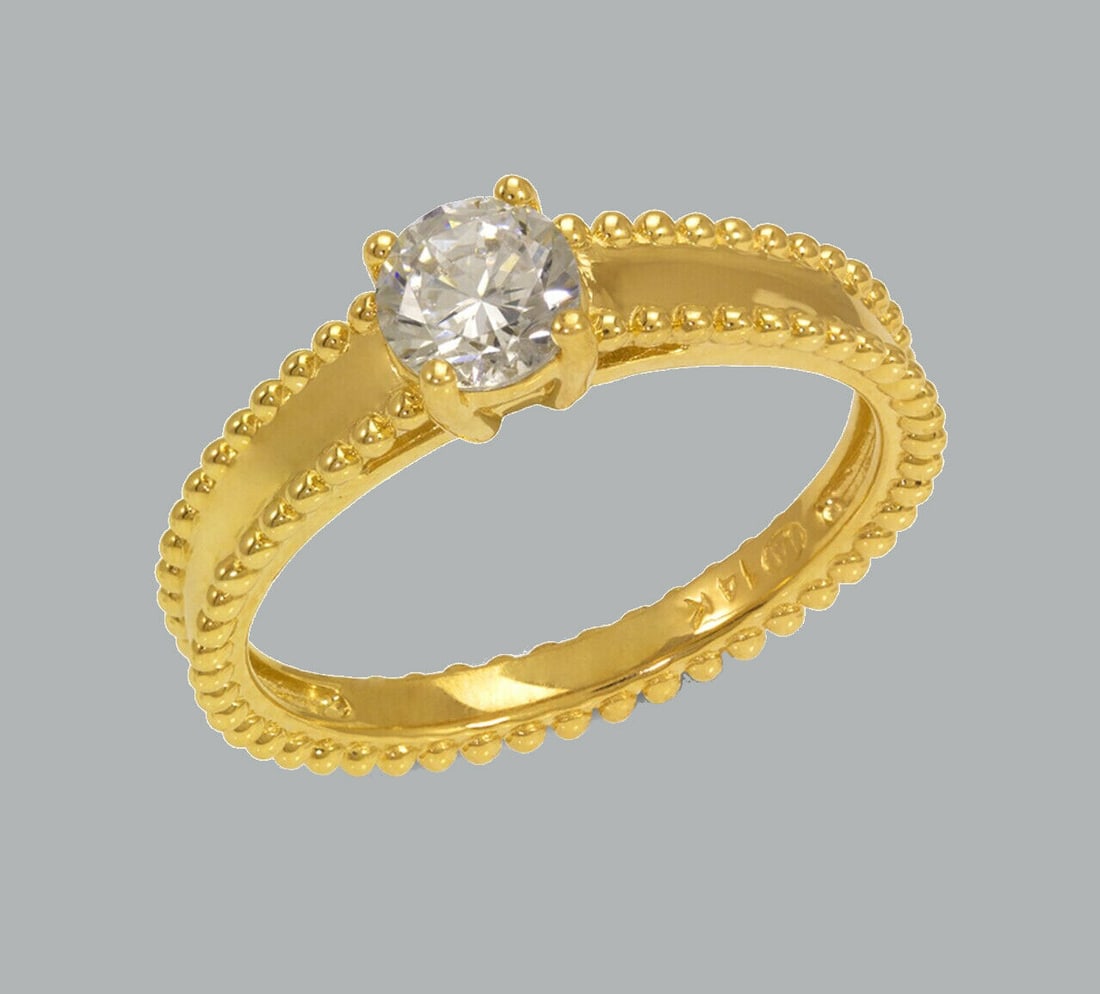 NEW 14K YELLOW GOLD LADIES FANCY ENGAGEMENT RING (1 of 1)