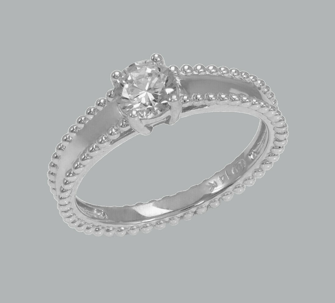 NEW 14K WHITE GOLD LADIES FANCY ENGAGEMENT RING (1 of 1)