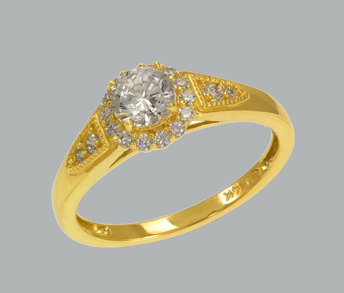 NEW 14K YELLOW GOLD LADIES FANCY ENGAGEMENT RING (1 of 1)
