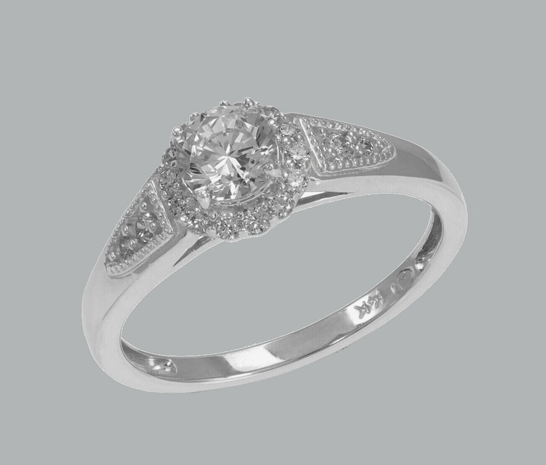 NEW 14K WHITE GOLD LADIES FANCY ENGAGEMENT RING (1 of 1)