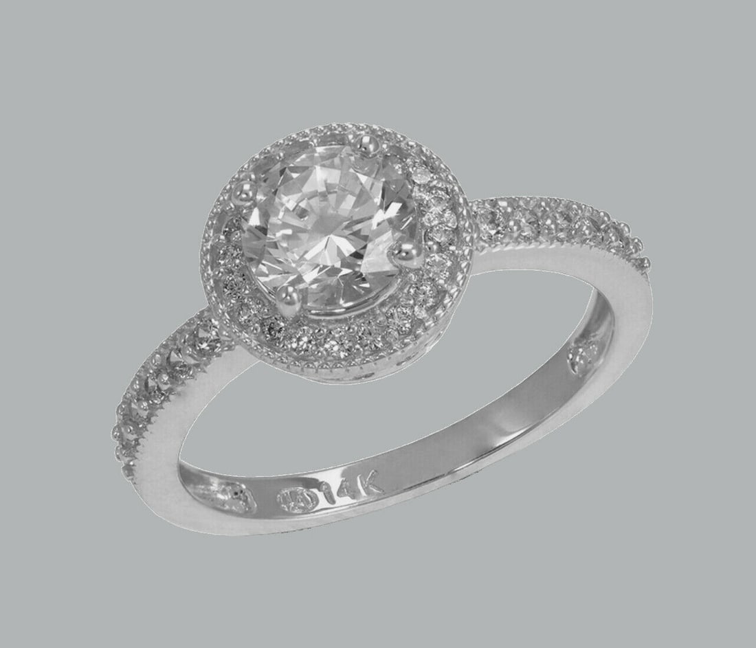 NEW 14K WHITE GOLD LADIES FANCY ENGAGEMENT RING HALO (1 of 1)