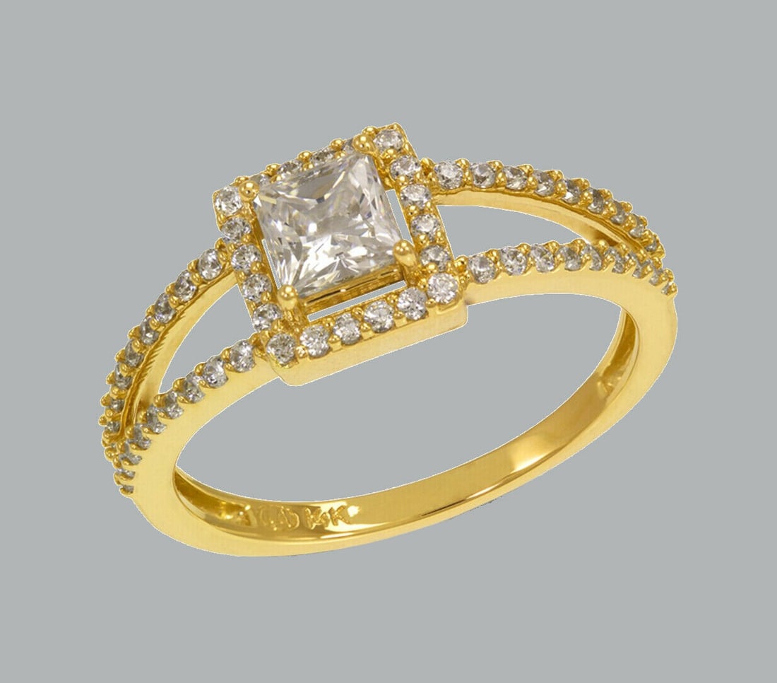 NEW 14K YELLOW GOLD LADIES ENGAGEMENT RING HALO (1 of 1)