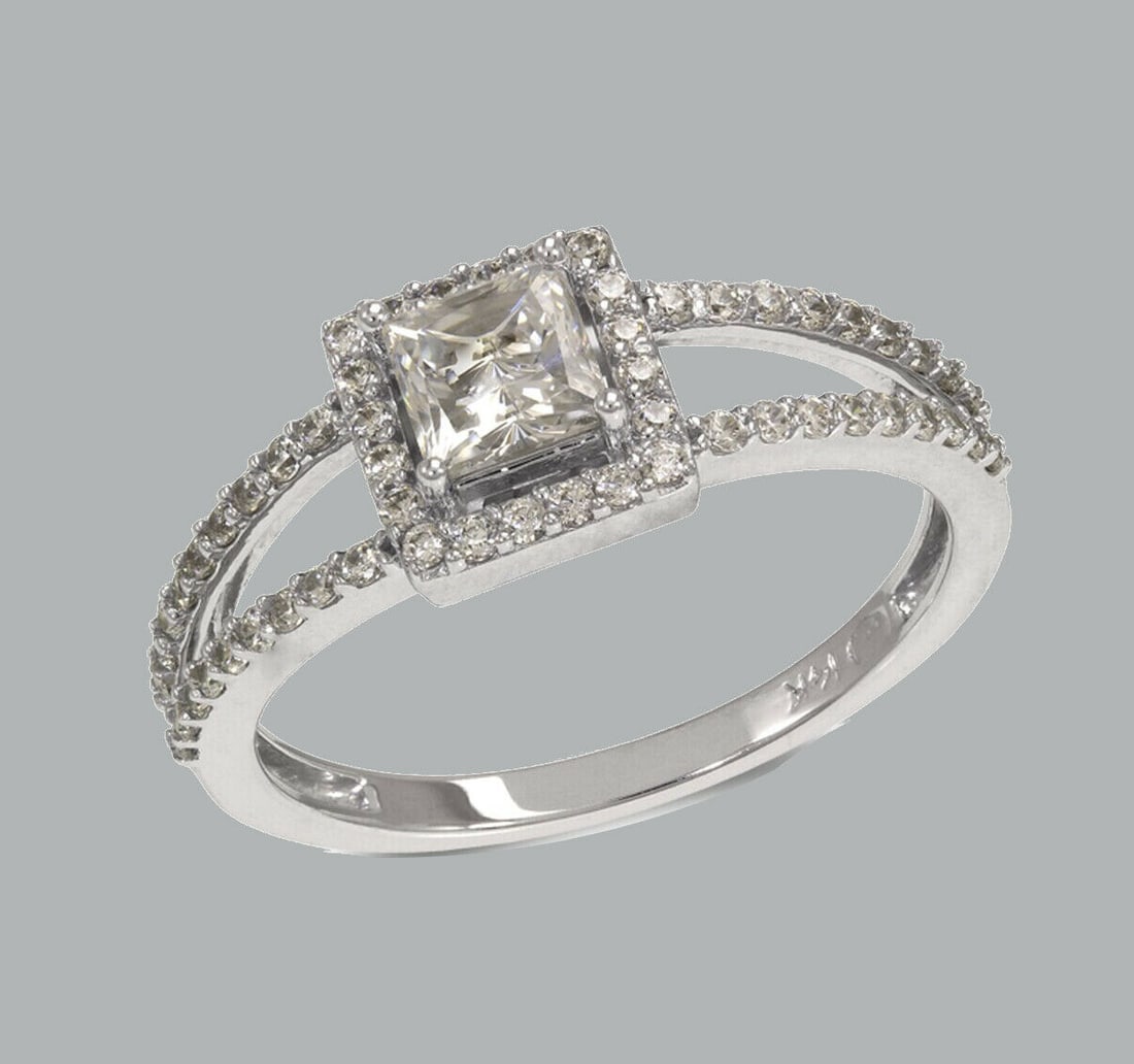 NEW 14K WHITE GOLD LADIES ENGAGEMENT RING HALO (1 of 1)