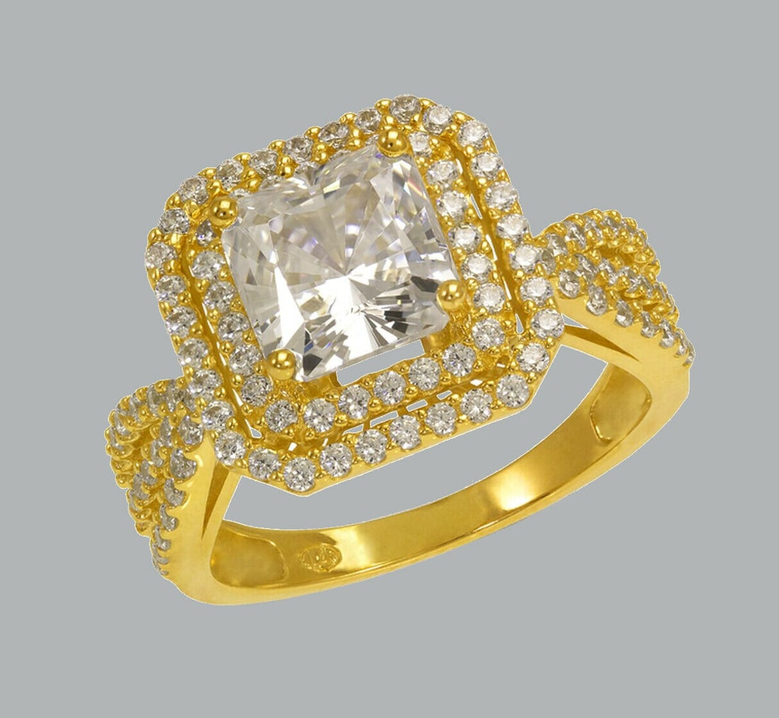 NEW 14K YELLOW GOLD LADIES FANCY ENGAGEMENT RING HALO (1 of 1)