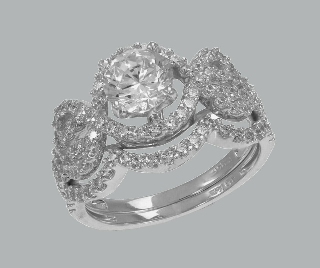 NEW 14K WHITE GOLD CZ ENGAGEMENT RING MATCHING BAND: New 14K WHITE solid gold rings 2 Rings - Engagement ring and matching band Ring size 7 Measures, 10mm engagement ring, 1.5mm wide band Cubic Zirconia Polished Finish Apx Weight: 4.8g