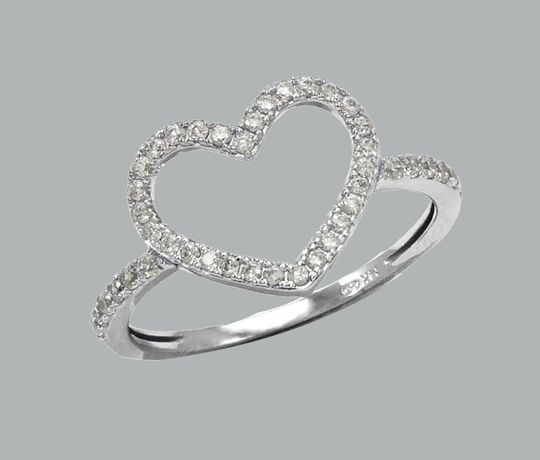 NEW 14K WHITE GOLD LADIES FANCY CZ RING HEART (1 of 1)