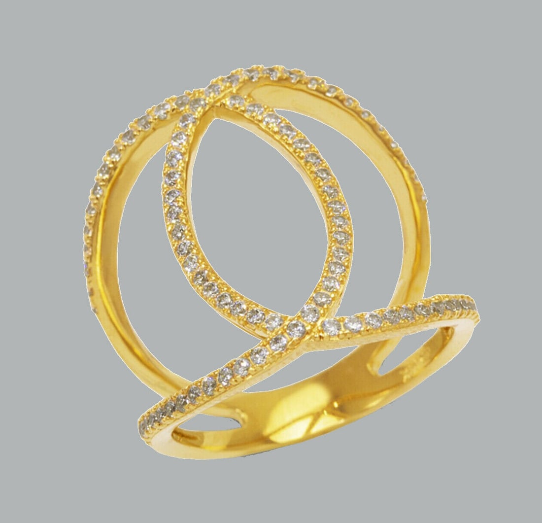 NEW 14K YELLOW GOLD LADIES FANCY CZ RING (1 of 1)
